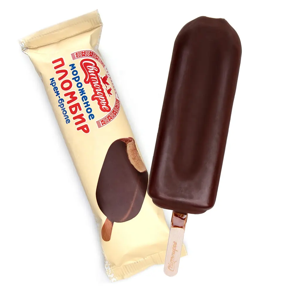 Good quality glazed ice cream on a stick creme brulee flavor, from manufacturer
