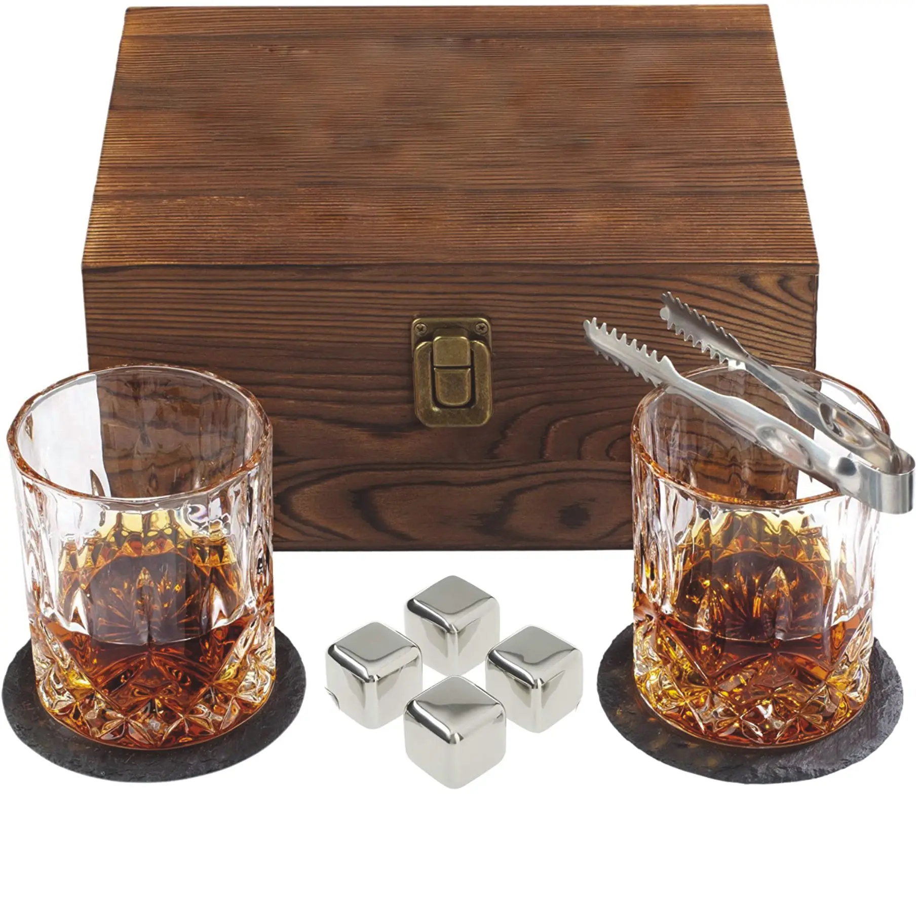 Forme personnalisée, coffret cadeau en bois pour glaçons refroidissant whisky, pierre, acier inoxydable, glaçons en métal, roche réfrigérante, coffret cadeau en bois