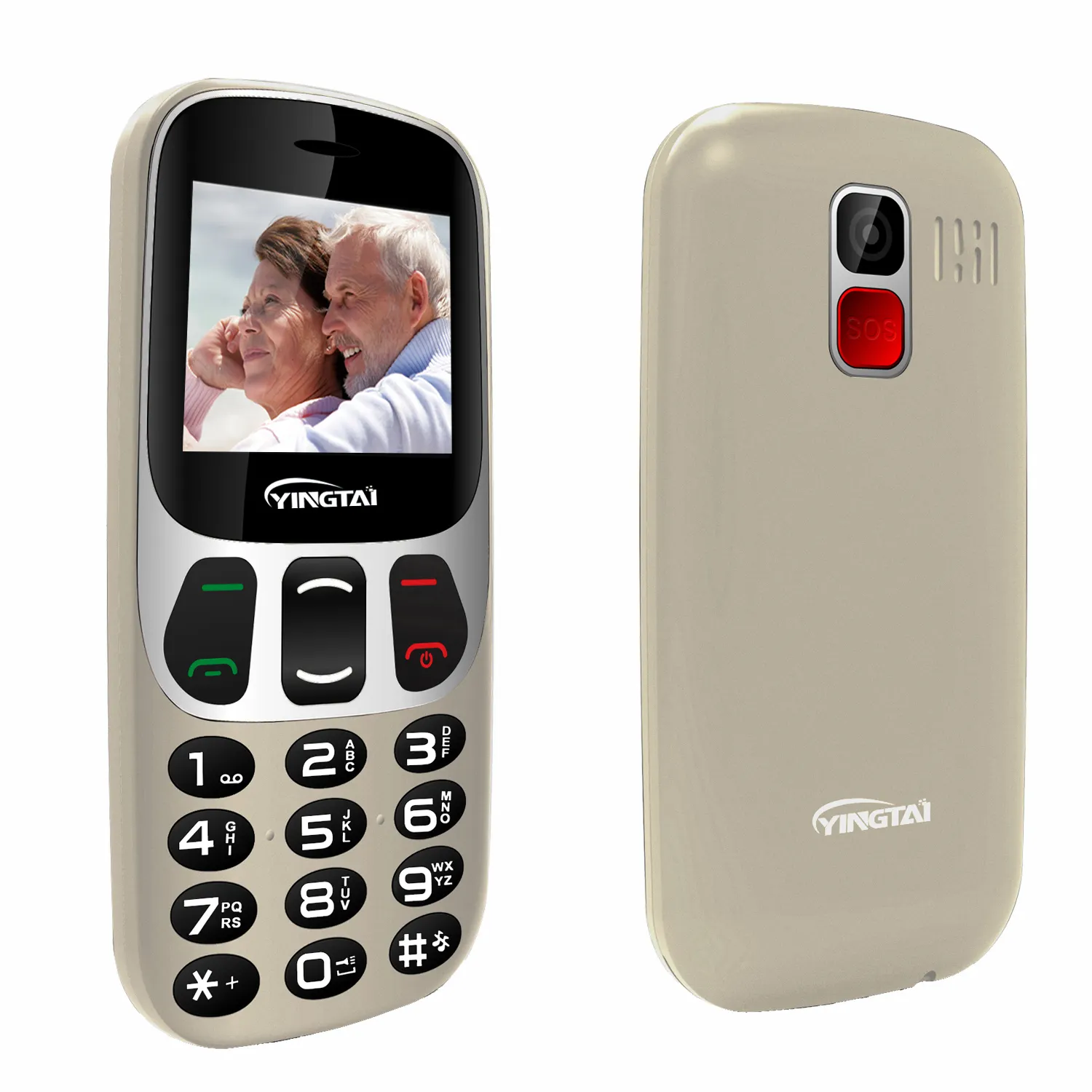 Teléfono Móvil para personas mayores, pantalla de borde curvo de 2,4 pulgadas con botones grandes