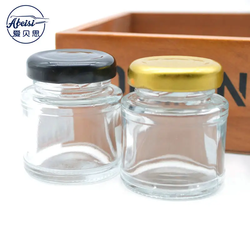 Pequenos mini jarras de vidro redondas 1.5 oz, armazenamento perfeito de mel, gelada, para lembranças de casamento, chuveiros, especiarias e alimentos de bebê