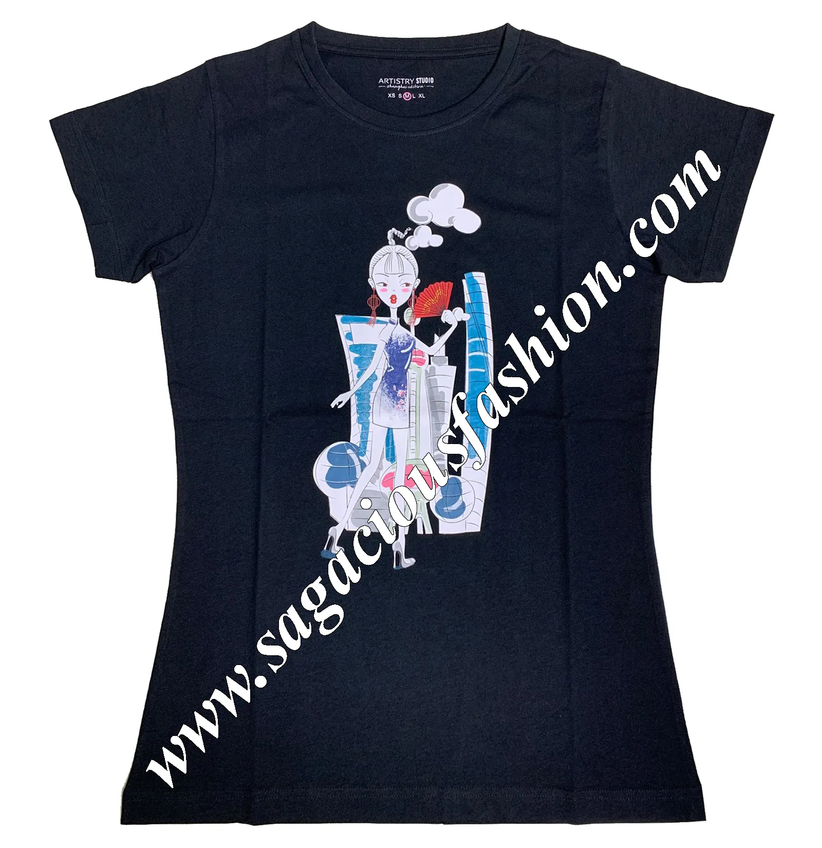 Maglietta da donna orientata all'esportazione di alta qualità stampata 100% cotone 180 GSM O collo T shirt produzione diretta in fabbrica Bangladesh