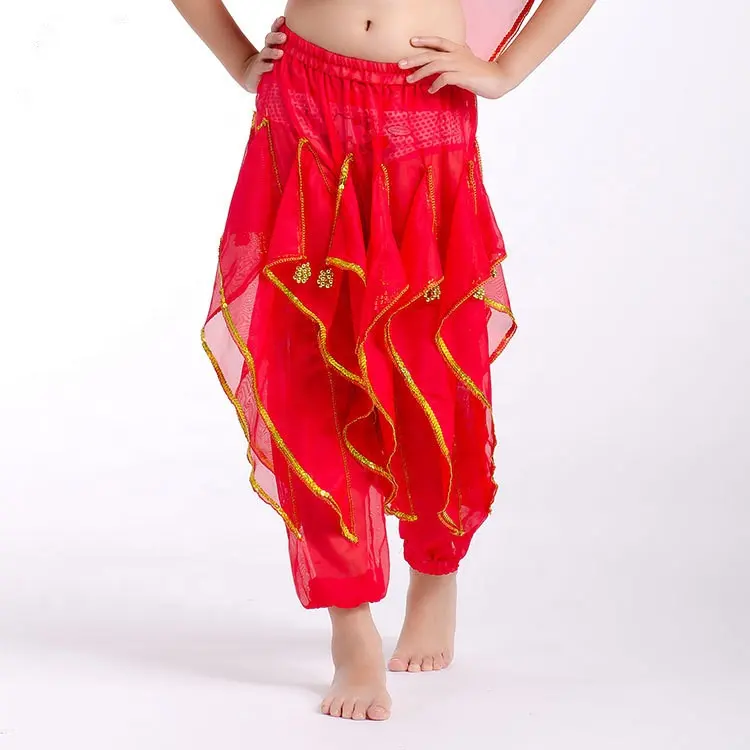 Ropa de baile de entrenamiento Tribal, pantalones de danza del vientre con volantes, 9 colores, India, Gypsy