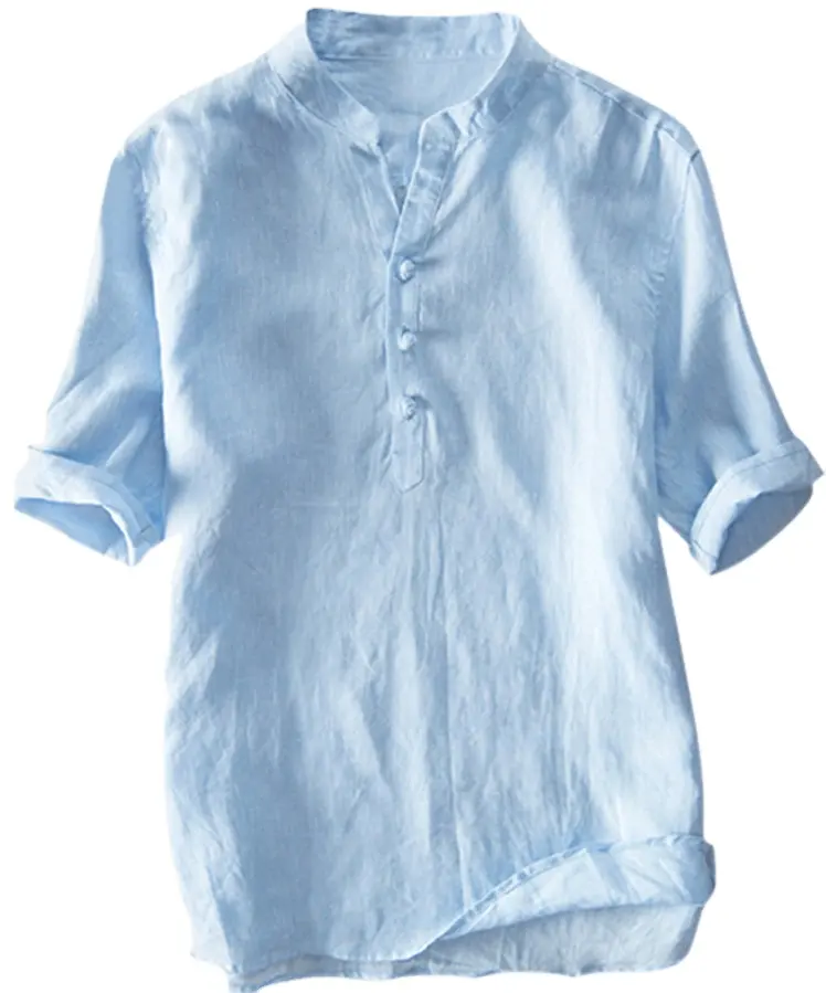 Chemise mandarin à col pour hommes, en coton pur, taille S/S, du Bangladesh, à prix compétition