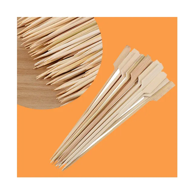 Grosir Bambu Koktail Buah Simpul Tusuk Sate, BBQ Tongkat Datar/Dekoratif Kusut Bambu Picks Makanan (Kaylin WS + 84 817092069