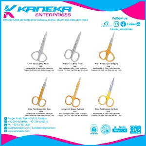 Professional Cosmetic Tools Custom Logo Stainless Steel Embossed Handle Beauty Scissors Gold Plated Straight <strong>Fancy</strong> Curved <strong>Sharp</strong>