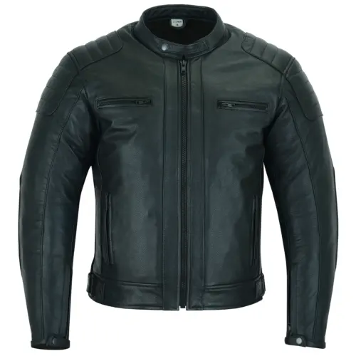 Chaqueta de cuero para motocicleta para hombre, chaqueta de cuero genuino con tamaño y diseño personalizado