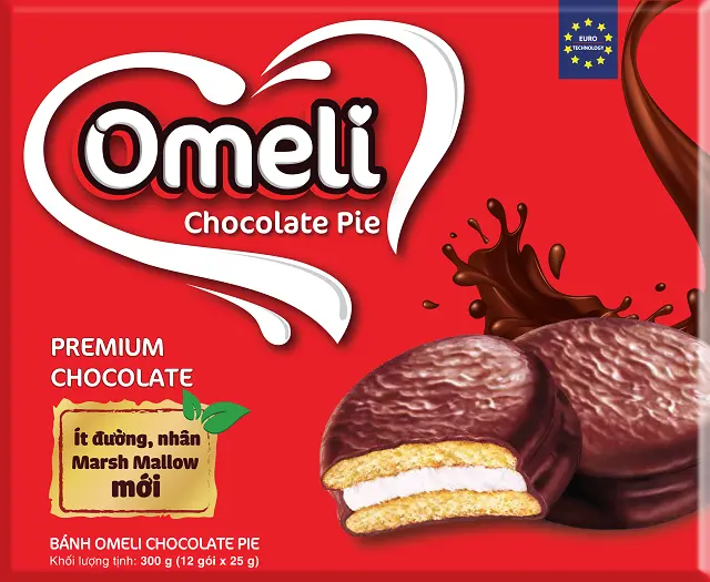 พรีเมี่ยมคุณภาพแบรนด์ Omeli ช็อกโกแลตพาย/Chocopie 300G กล่อง ISO 22000:2018-ใบรับรองฮาลาล-ผู้ส่งออกเวียดนาม