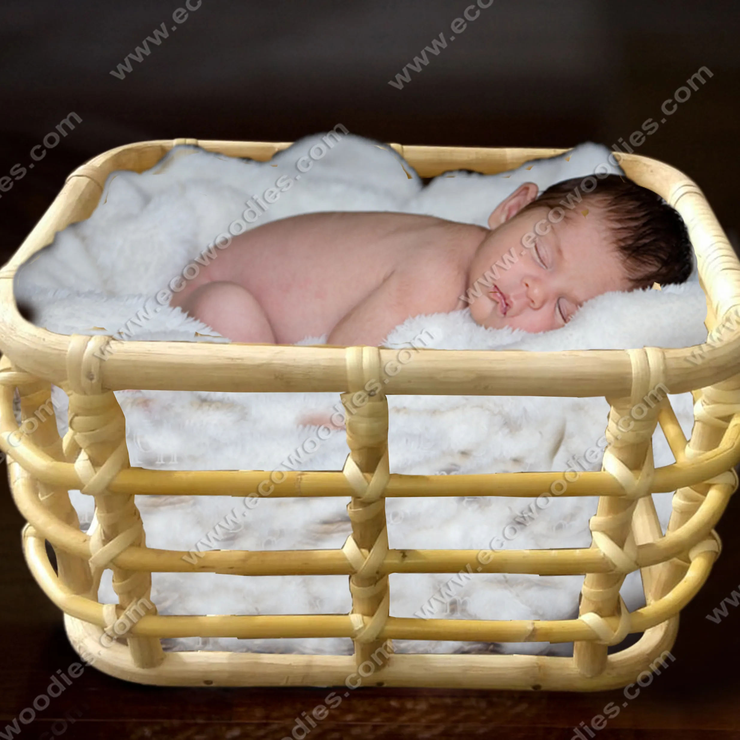 Panier en osier tissé à la main pour bébé, benne en mousse de bébé, grande capacité, avec corde de bambou, pour le linge, vente en gros, idée cadeau