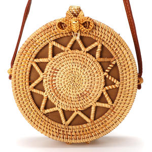 Vietnam Beauty Handmade Bali Round Rattan <strong>Bag</strong> With Strap Retro Summer Beach Shoulder Circle Ladies Handbags - Product Image 3