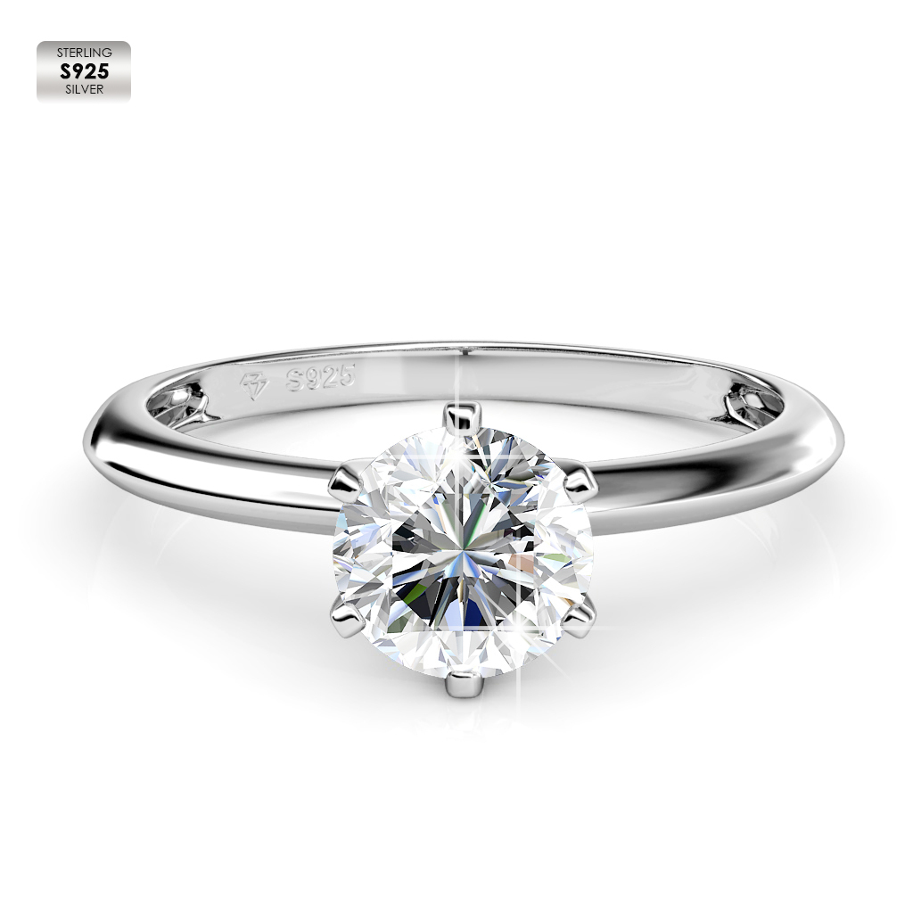 S925 18k White Gold Plated Women Wedding Ring