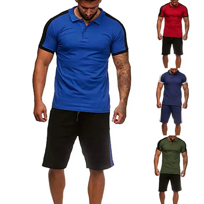 Ensemble d'été pour hommes, t-shirt + short, survêtement décontracté, polo