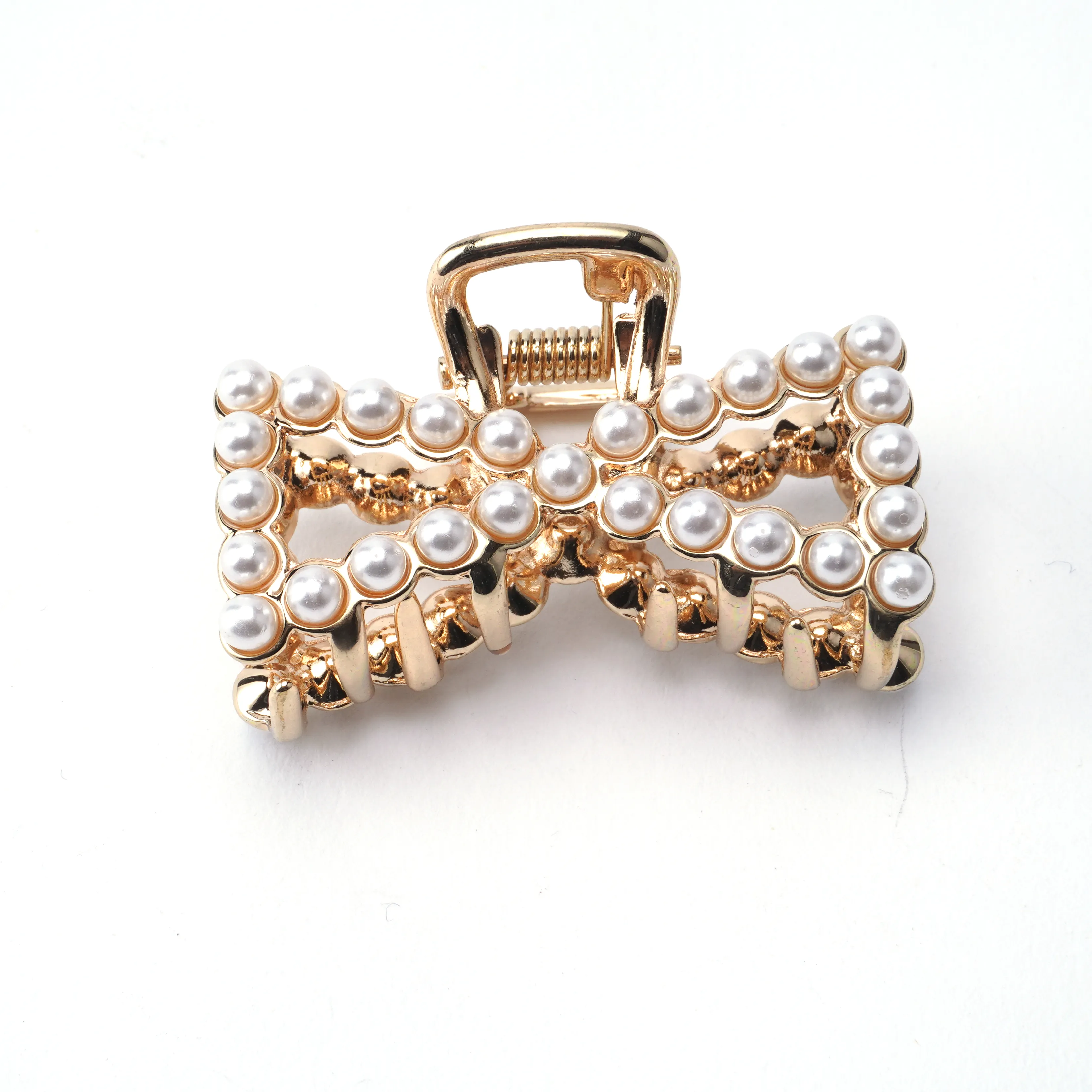 Wholesale High Quality Fashion Hair Clip Alloy Metal Clip White Pearl Hair Claw for Women