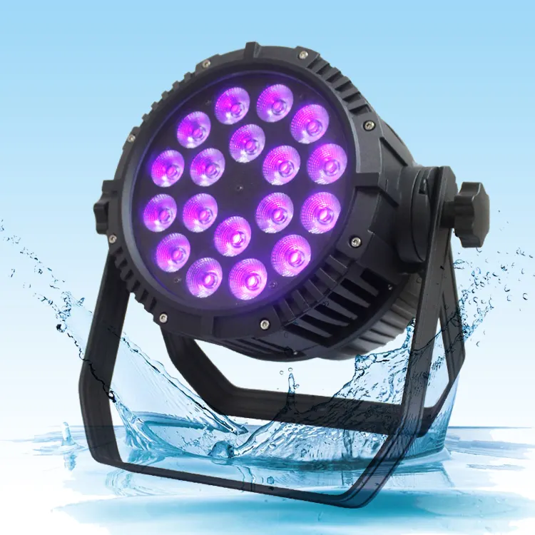 Éclairage de scène led 18x18W rgbwauv 4 en 1, équipement dj super lumineux, éclairage de scène led, étanche 64