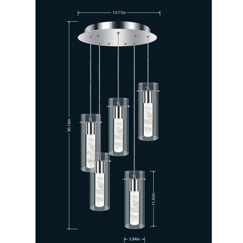 2021 su misura Moderna di Cristallo Paralume In Vetro G9 28W 5 Luce Interna Luce Del Pendente Lampadario Per Soggiorno