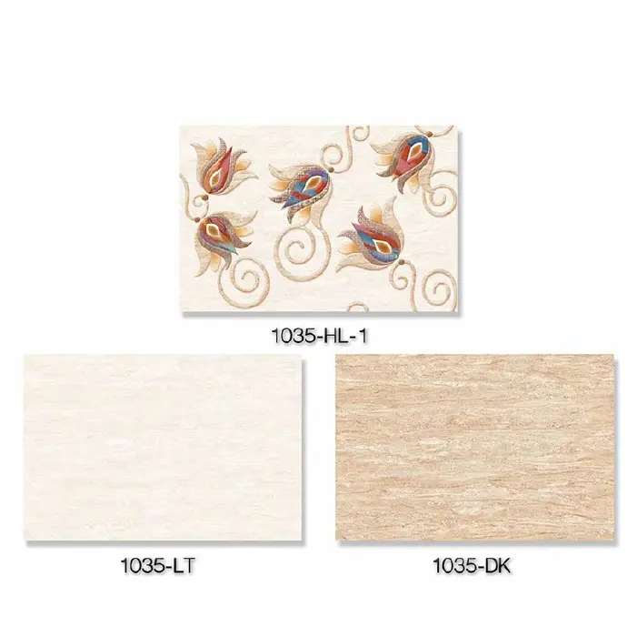 Carreaux muraux émaillés numériques en céramique de couleur crème à motif décoratif de fleurs 300x450mm