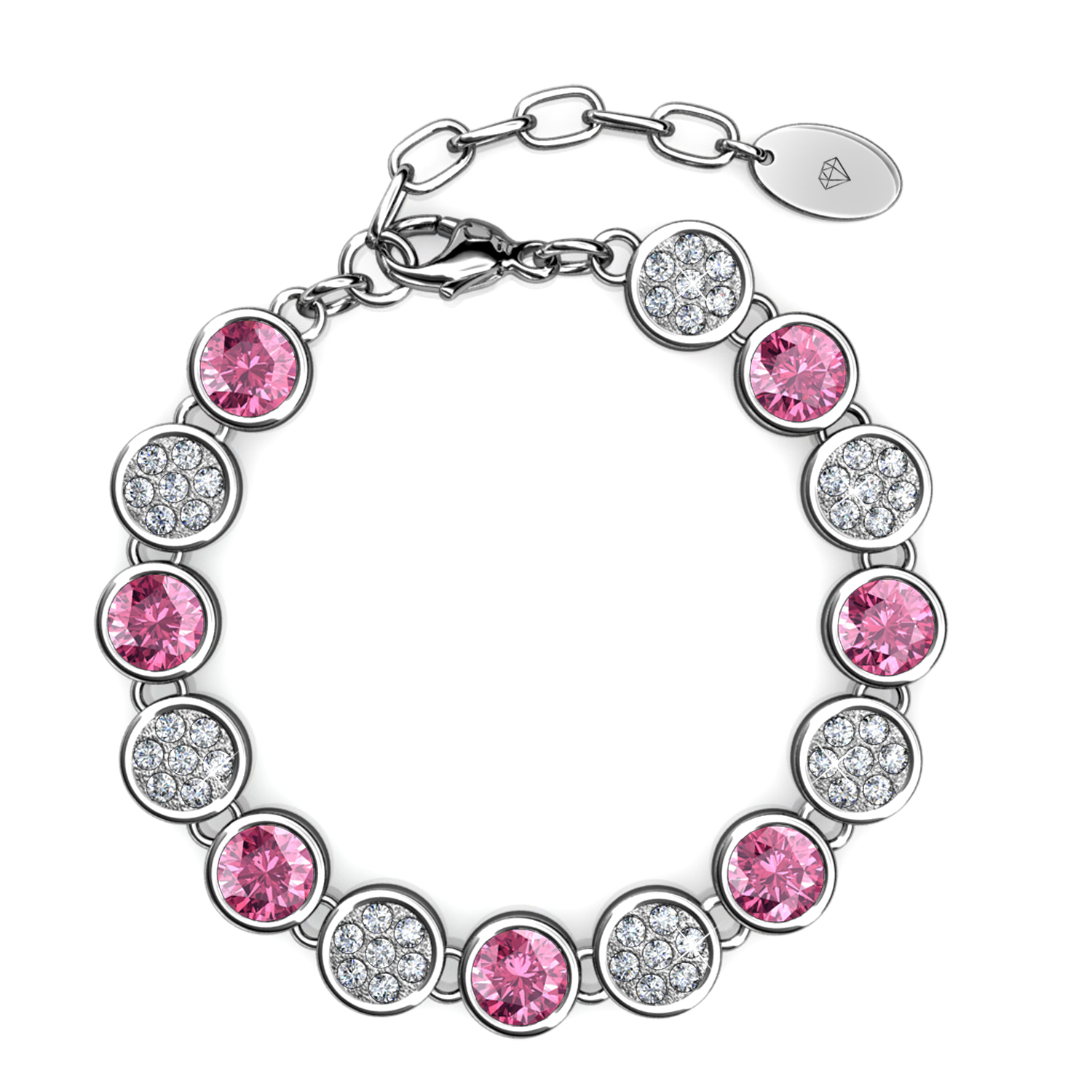 Pulsera Delicada para Mujer de Oro Blanco de 18k Chapado, Octubre