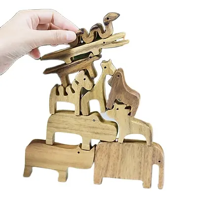 Top vendita legno bilanciamento animali pietra bambino giocattoli in legno educazione giocattolo giocattoli da costruzione di modelli