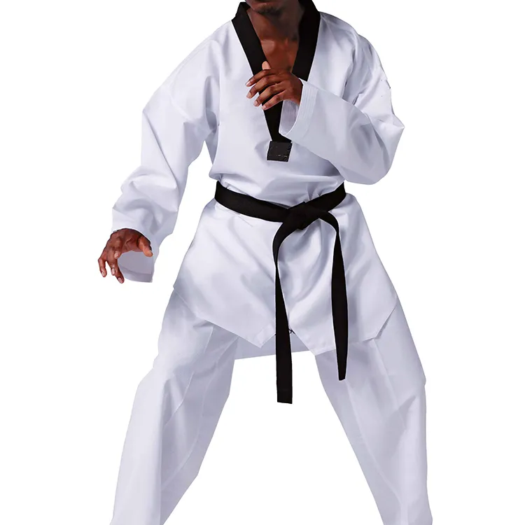 Taekwondo Uniform Red Black or Black V-neck Uniforms Karate Clothes Martial Art Wears Customized MAC-VU-0245 50 Pairs Unisex PK