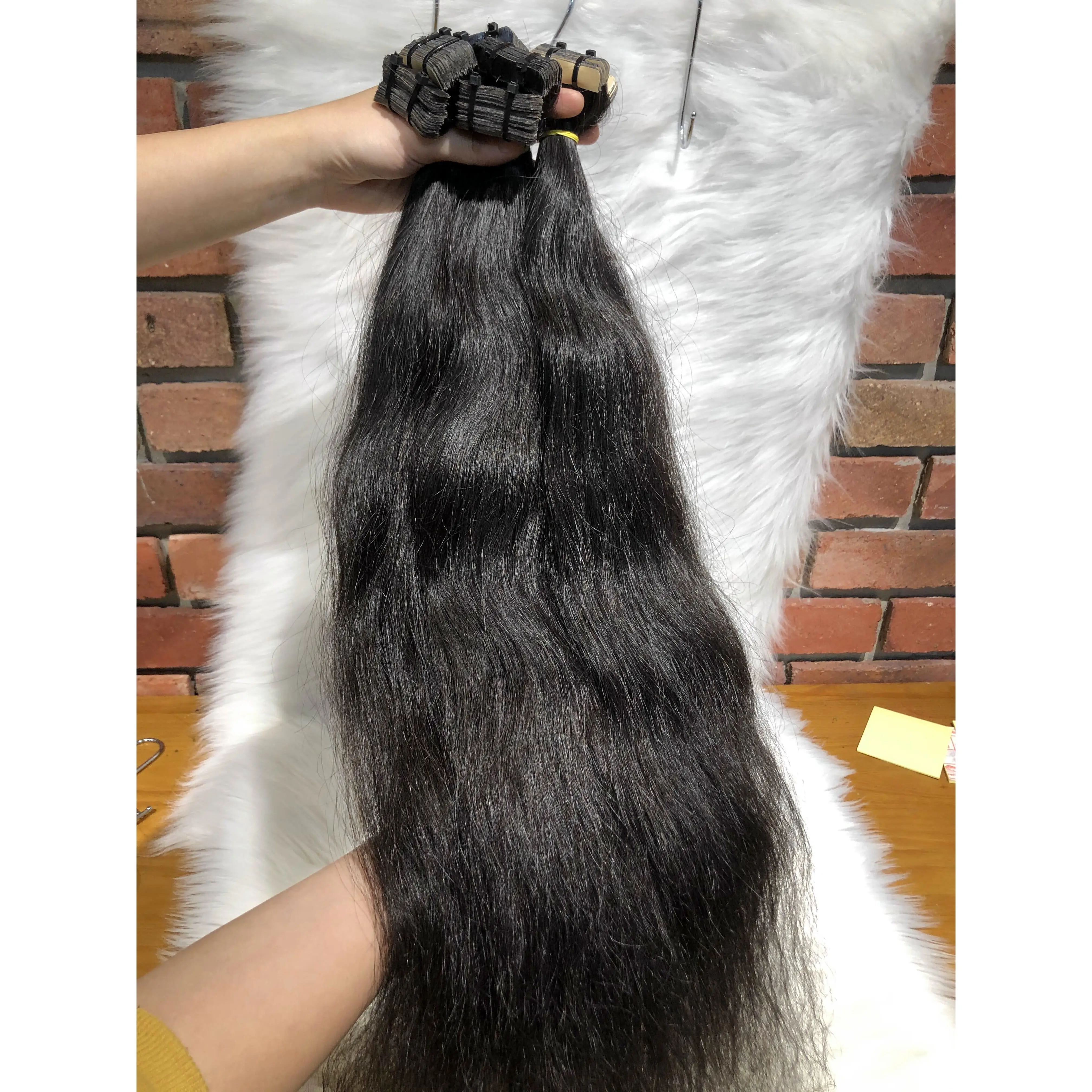 Wholesale hair extensions tape raw Cambodia hair, Cambodia virgin hair tape exensions, Michair Vietnam