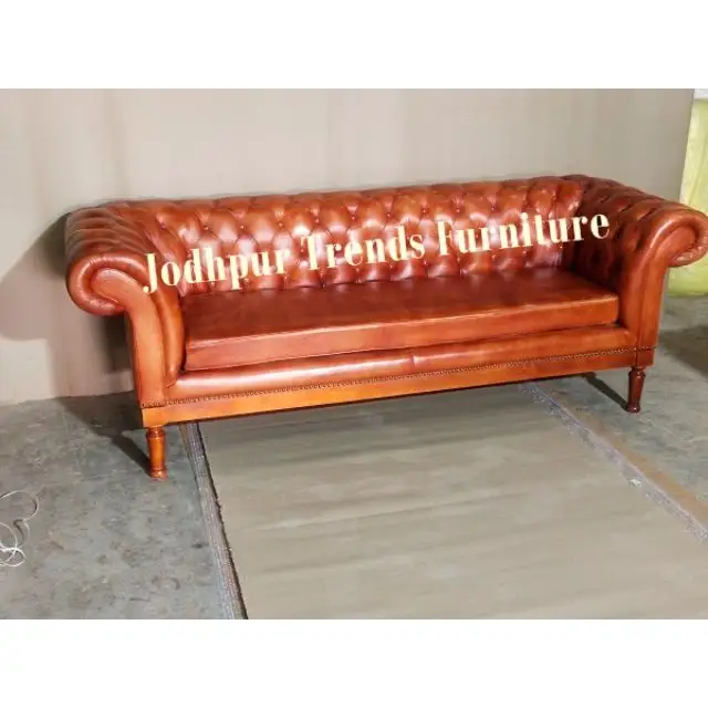 Sofa Vintage Chesterfield, Sofa Da Chính Hãng 3 Ghế Sofa Sang Trọng