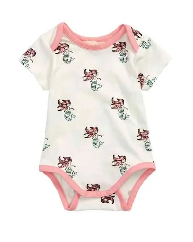 Pelele con estampado de sirena para bebé, monos elegantes de una pieza, ropa 100% de algodón orgánico para niño