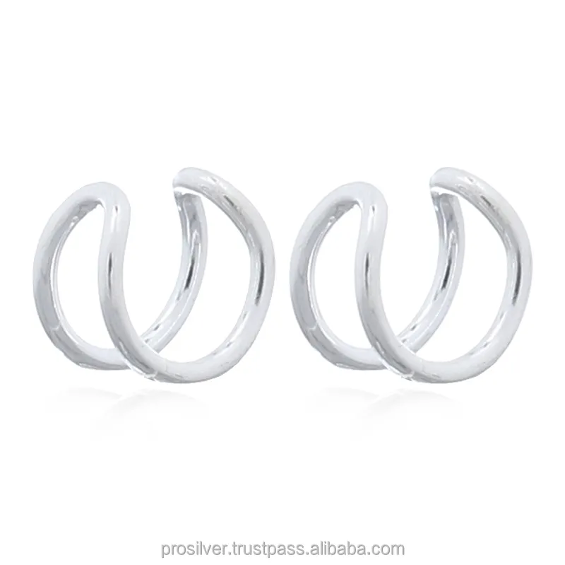 Silver Plated Two Wire Cuff Earrings