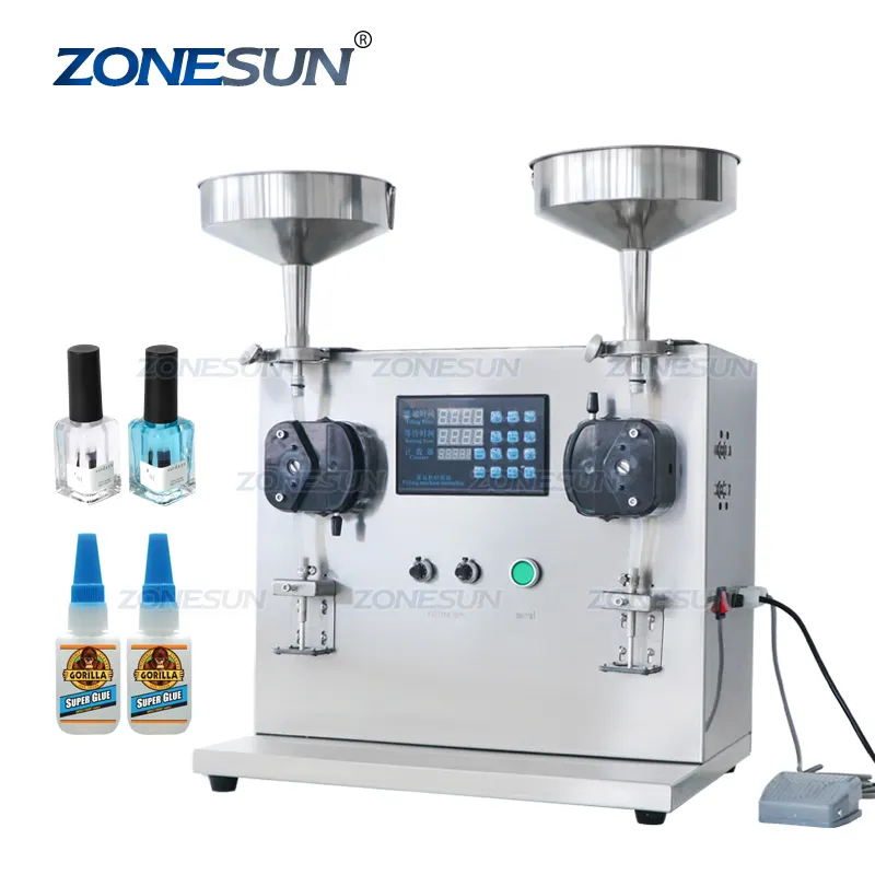 ZONESUN ZS-NP2 مزدوجة رئيس شبه التلقائي زجاجة صغيرة قطرات العين السائل ماكينة حشو لطلاء الأظافر لمعان الشفاه زيت طبيعي