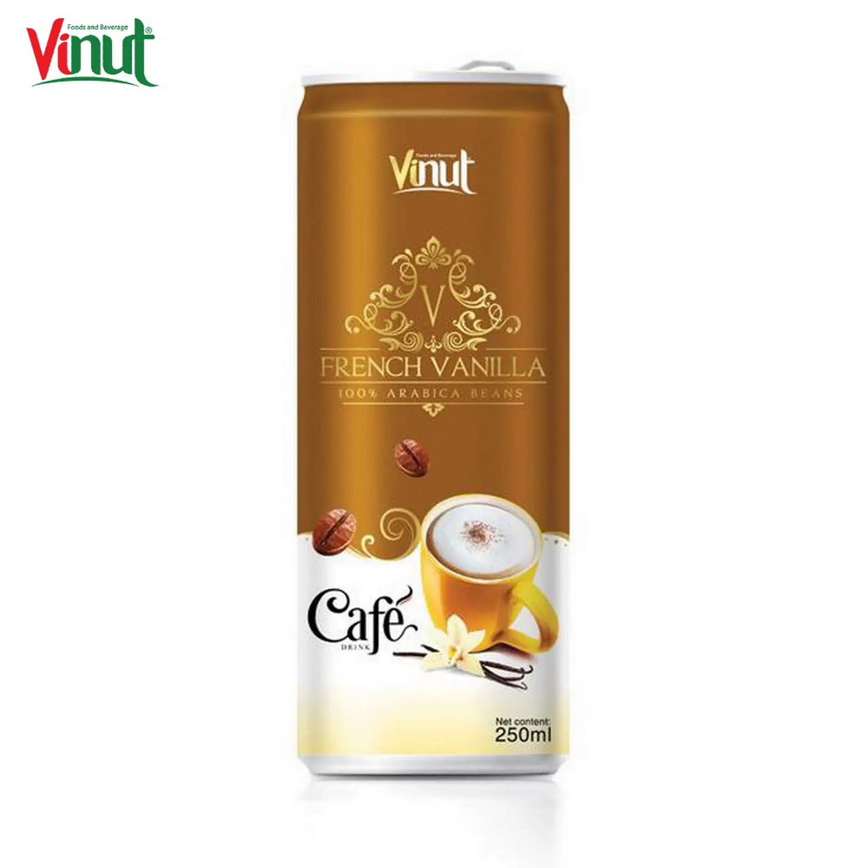 VINUT Can (estañado) para bebidas de marca privada, 250ml, proveedores de café francés de vainilla, los mejores fabricantes