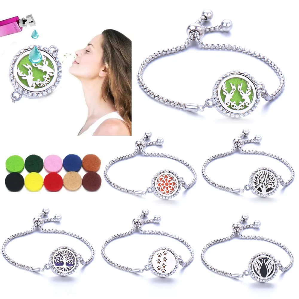 Bracelet en acier inoxydable, diffuseur d'huiles essentielles, arbre de vie, parfum, aromathérapie, étanche, ajustable, pour femmes, nouveau,