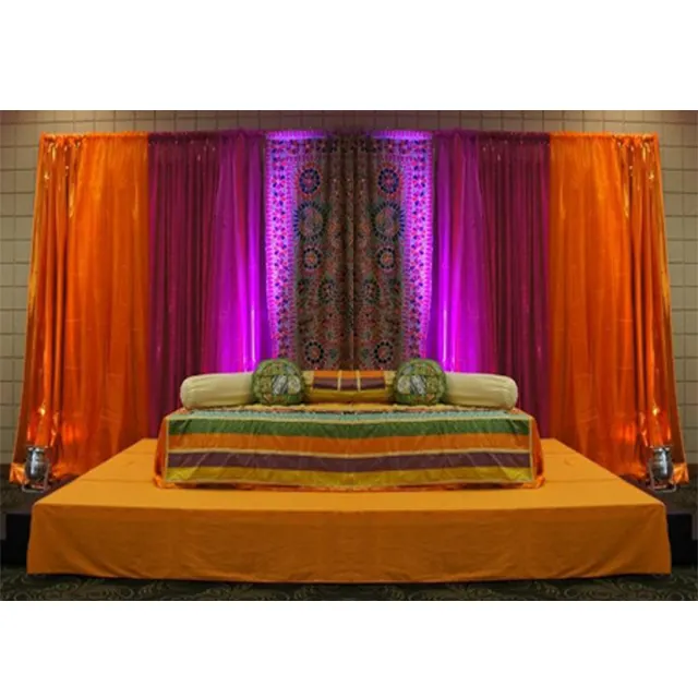 Fab Indian Wedding Mehndi Colorful Drapes Colorful Wedding Sangeet & Party Backdrop Bright & Colourful Mehendi Backdrop Curtain
