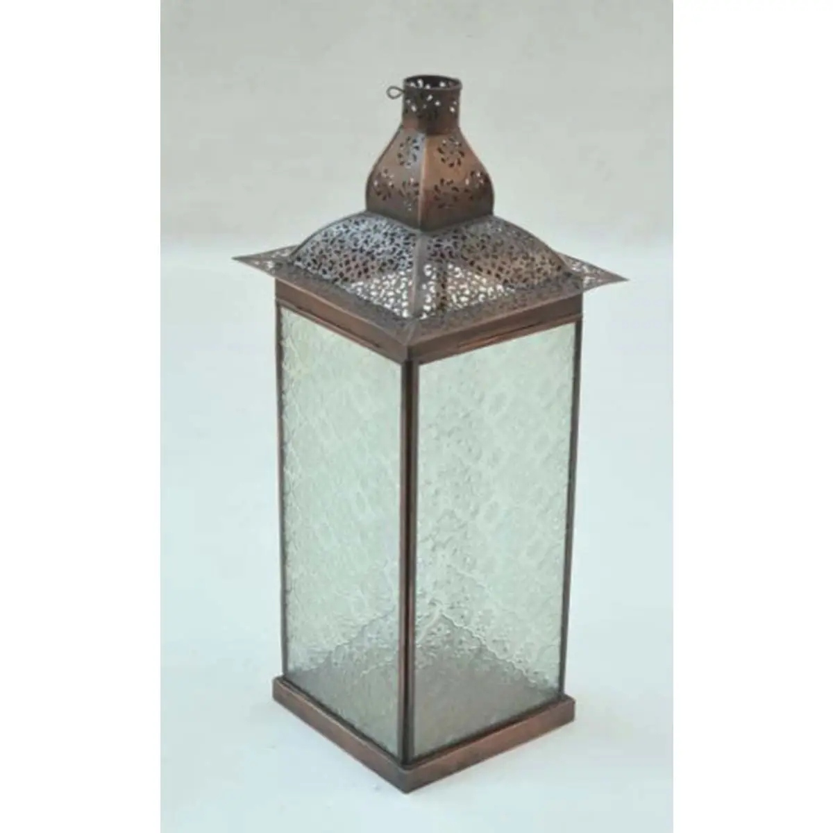 Metallo appeso marocchino lanterna con rame antico finitura maglia Design forma quadrata di vetro di Design per la decorazione della casa