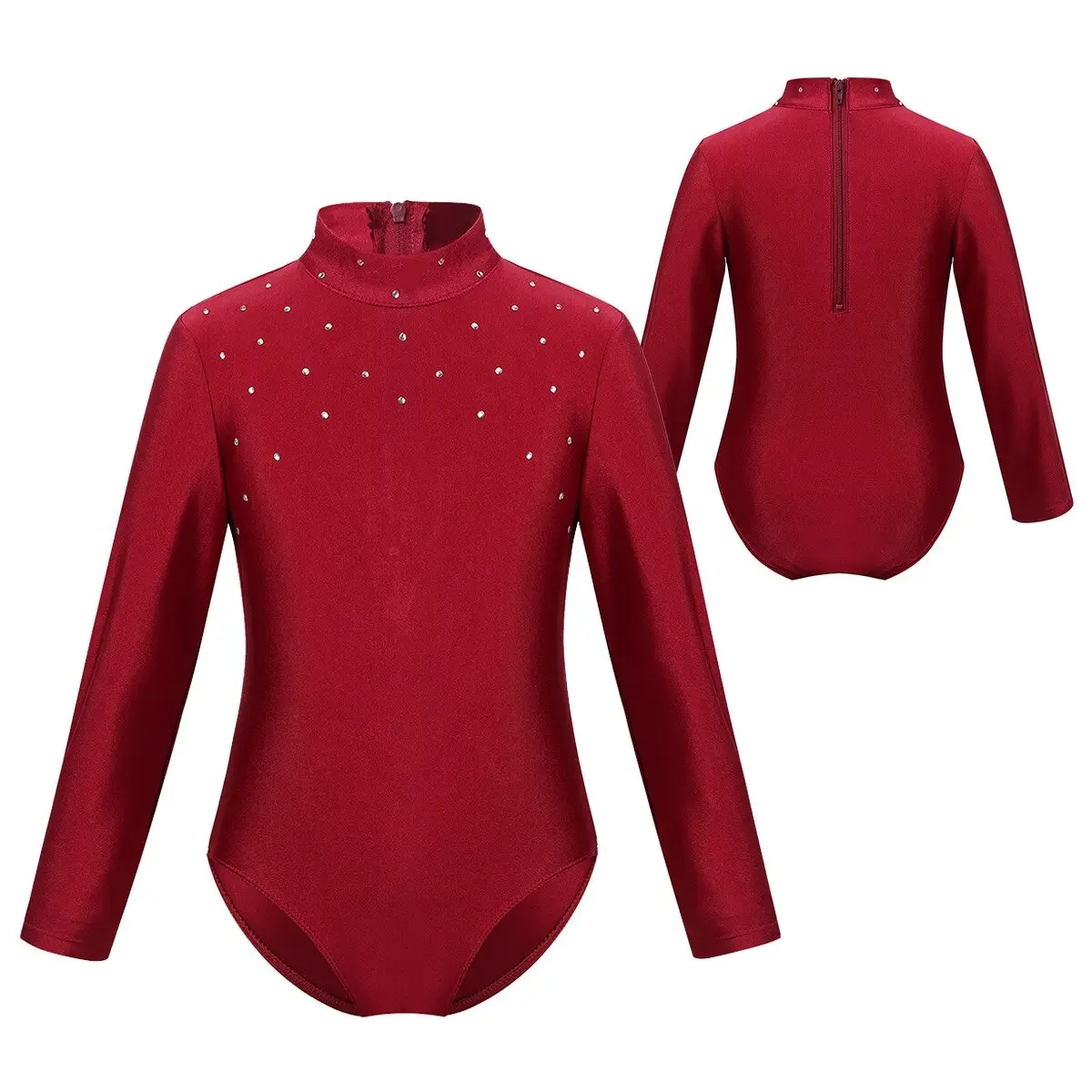 Trẻ em dài tay áo thạch Thể dục dụng cụ leotard hình trượt băng ăn mặc cô gái múa ba lê biểu diễn sân khấu trang phục