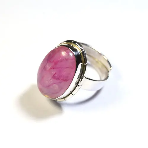 Anillo de piedra lunar rosa, joyería de plata india, anillo de piedras preciosas rosas