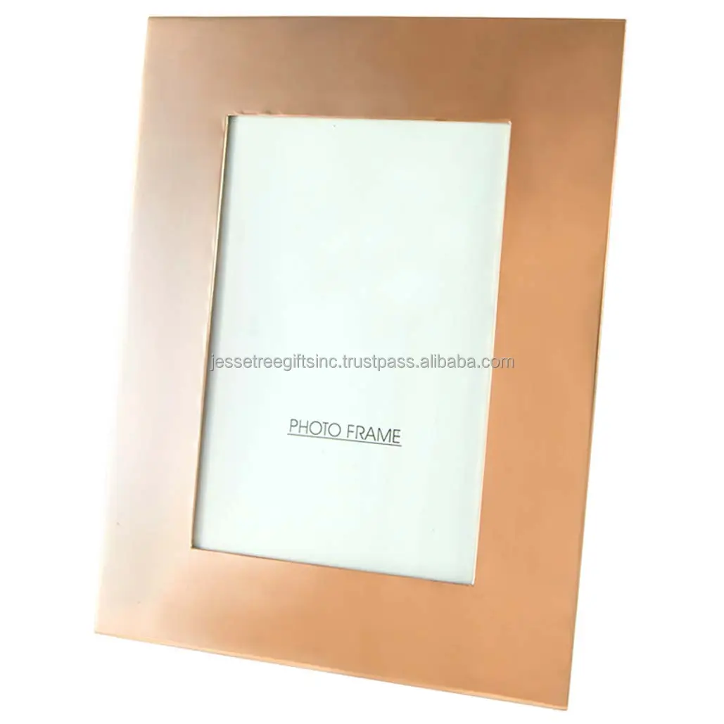 Hoja de metal y marco de fotos de vidrio transparente con revestimiento de polvo de cobre Acabado Forma cuadrada Calidad genuina para la decoración del hogar