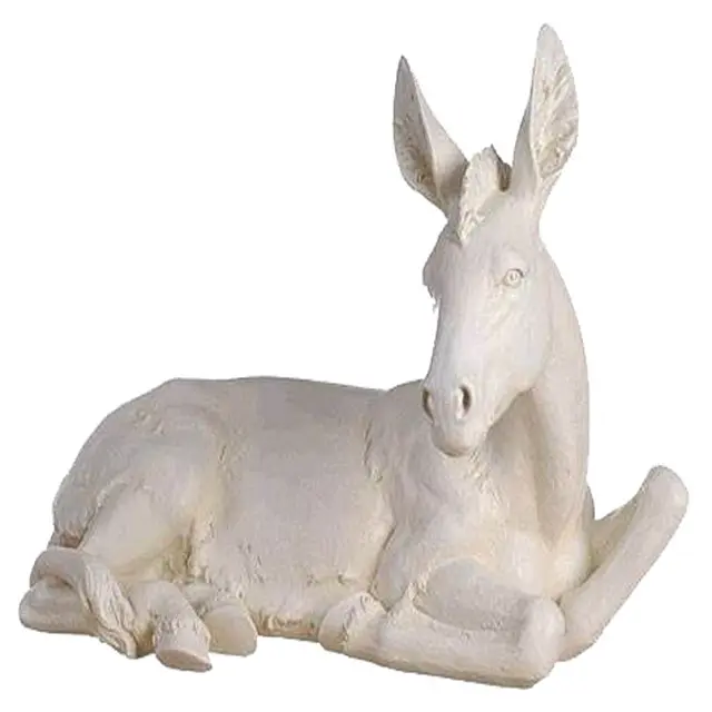 Statue de jardin blanche, sculpture d'âne en résine