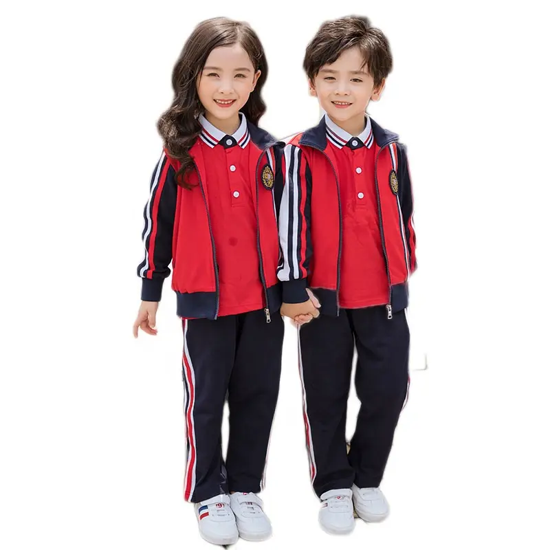 Uniforme escolar OEM, uniforme escolar, verano, otoño e invierno, trajes deportivos para niños y niñas, uniformes de escuela primaria personalizados