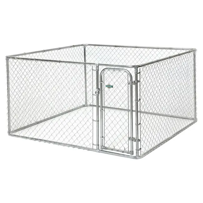 Outdoor Dog Kennel Silver Steel Lockable Durable Dog House Dog Cage