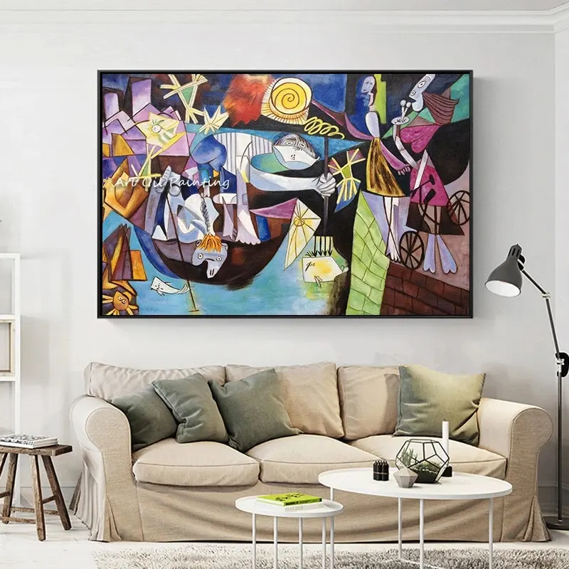 Pinturas al óleo sobre lienzo de la famosa Pared de Picasso hechas a mano, reproducciones de arte abstracto para decoración de pared del hogar y sala de estar