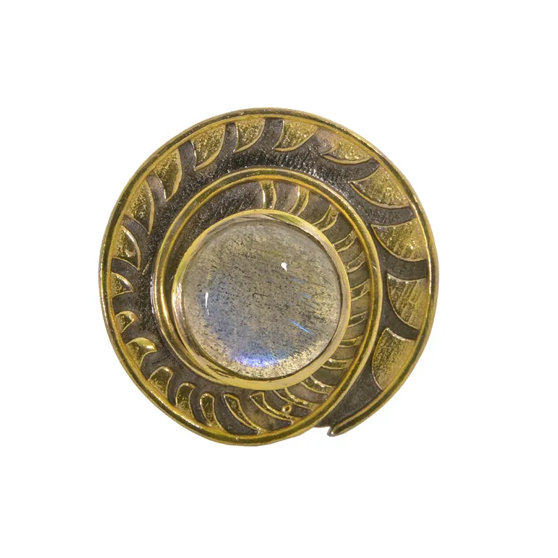 خاتم فضة إسترلينية 925 مطلي بالذهب ضمن أحدث مجموعة تصميمات جديدة، حجر لابرادورايت كريم طبيعي، مجوهرات من الروديوم الأسود للبيع بالجملة