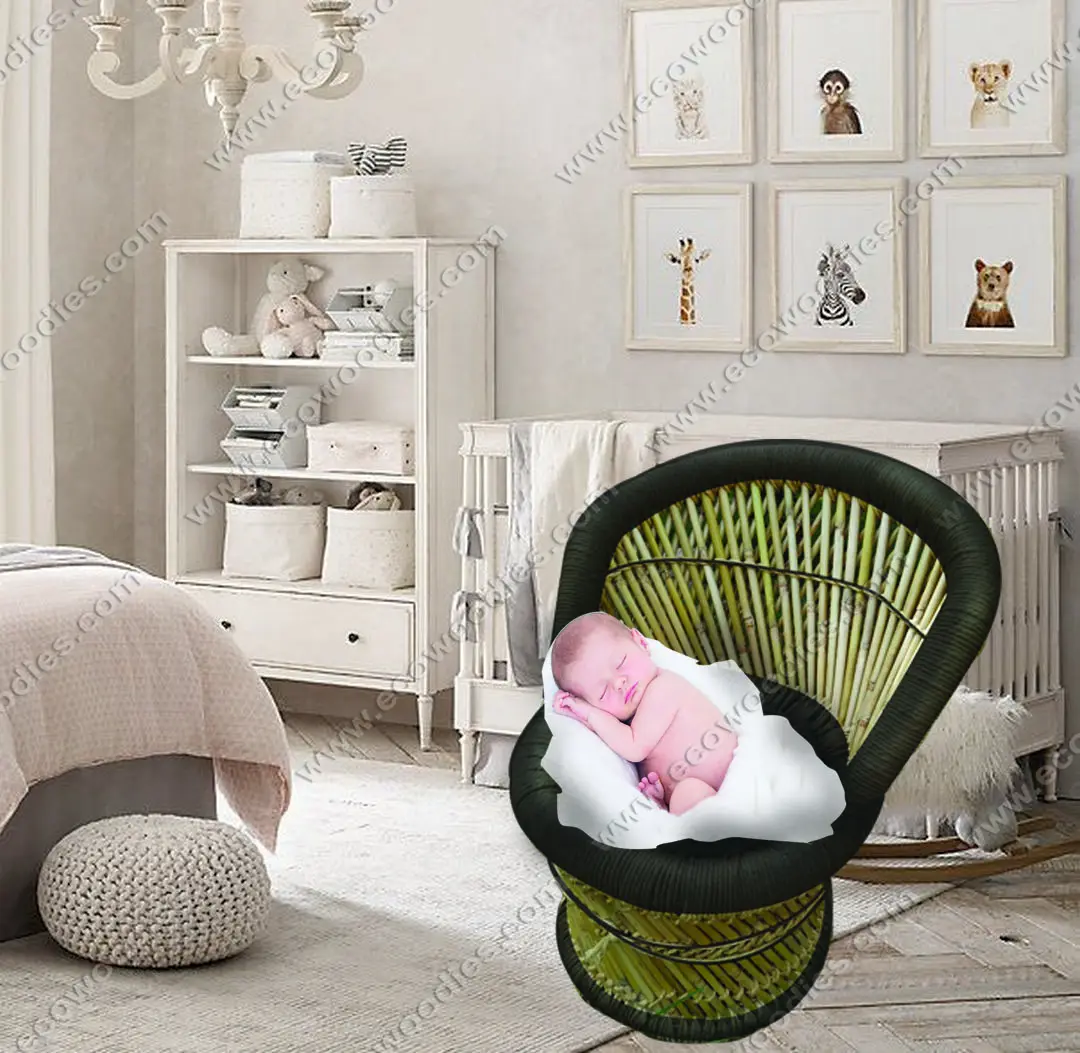 Silla de mimbre con suave redondeado borde negro elegante recién nacido fotografía Prop foto recién nacido Toddle bebé Couffin