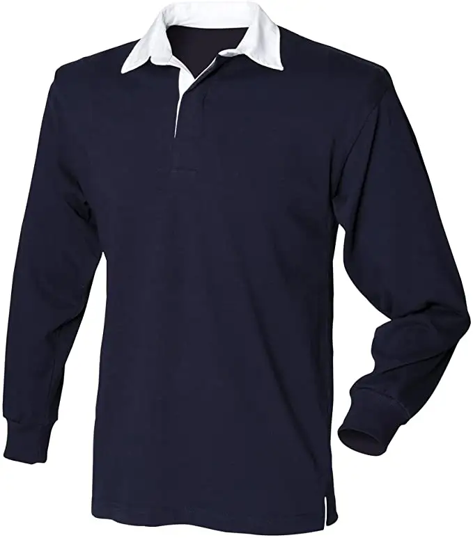रग्बी शर्ट जर्सी टीम के खिलाड़ियों के लिए शीर्ष गुणवत्ता कस्टम मेड भारी कपास कपड़े रग्बी लंबे बाजू की शर्ट रग्बी जर्सी