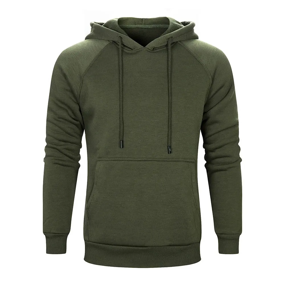 Logo personalizzato da uomo di alta qualità in cotone poliestere stampato Pullover verde oliva con cappuccio da uomo unisex verde oliva con cappuccio