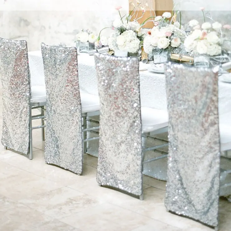 Maglia di lusso della sedia di glitz di vendita calda all'ingrosso per la copertura della sedia dello zecchino di nozze
