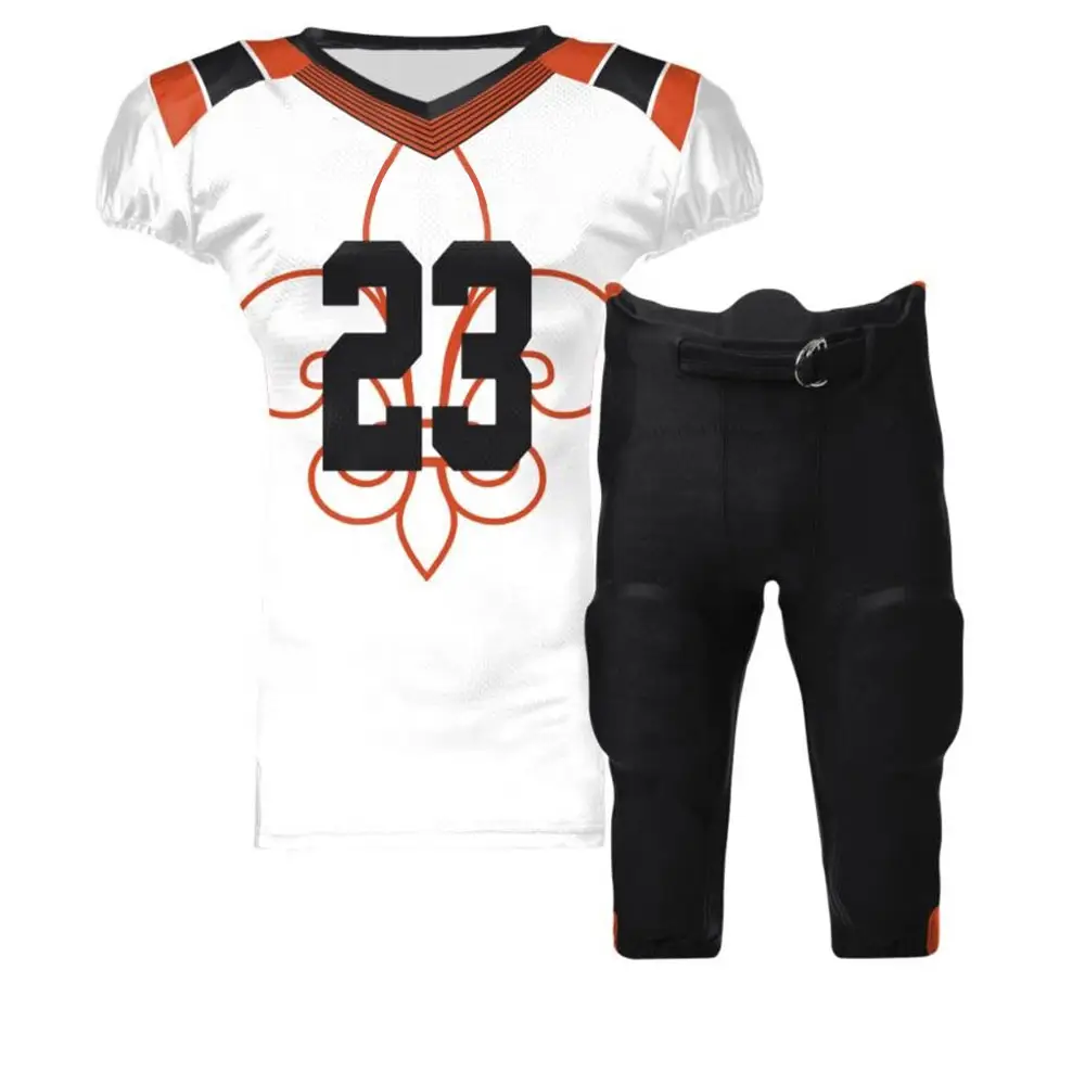 2023 nuevo modelo personalizado Tackle Twill sublimación camiseta de fútbol americano uniforme/almohadillas sublimadas de impresión personalizada fútbol americano