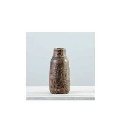 Vaso de madeira natural com design minimalista, vaso de madeira seca feito à mão