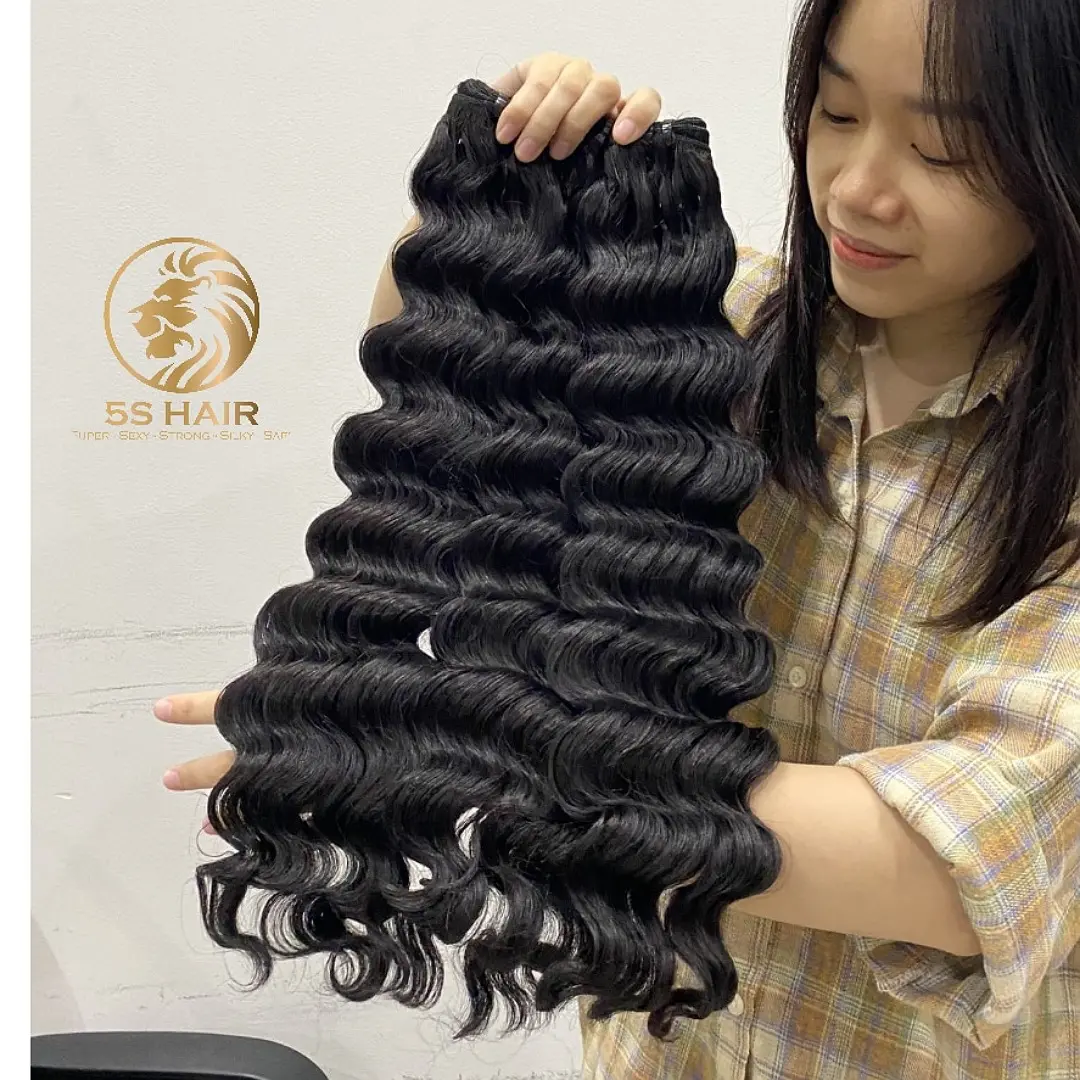 Rambut Bergelombang Cantik Kualitas Tinggi Tekstur Terbaik Rambut Vietnam Harga Rendah, Bundel Rambut, Rambut Aceh