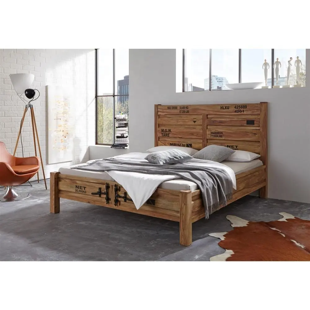BED MATTRESS HEIGHT ADJUSTABLE Acacia Solid Wood Indian RUSTIC FURNITURE