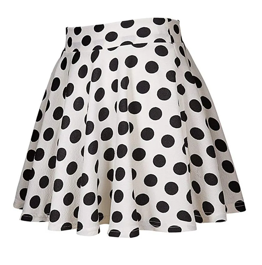 Горячая Распродажа 2020, черная юбка в горошек с завышенной талией, трапециевидная, круглая, расклешенная мини-юбка фигуристки для девочек