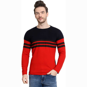 パキスタン製フルスリーブパネルワークファッションウェアのメンズTシャツカジュアルTシャツ販売 - Product Image 1