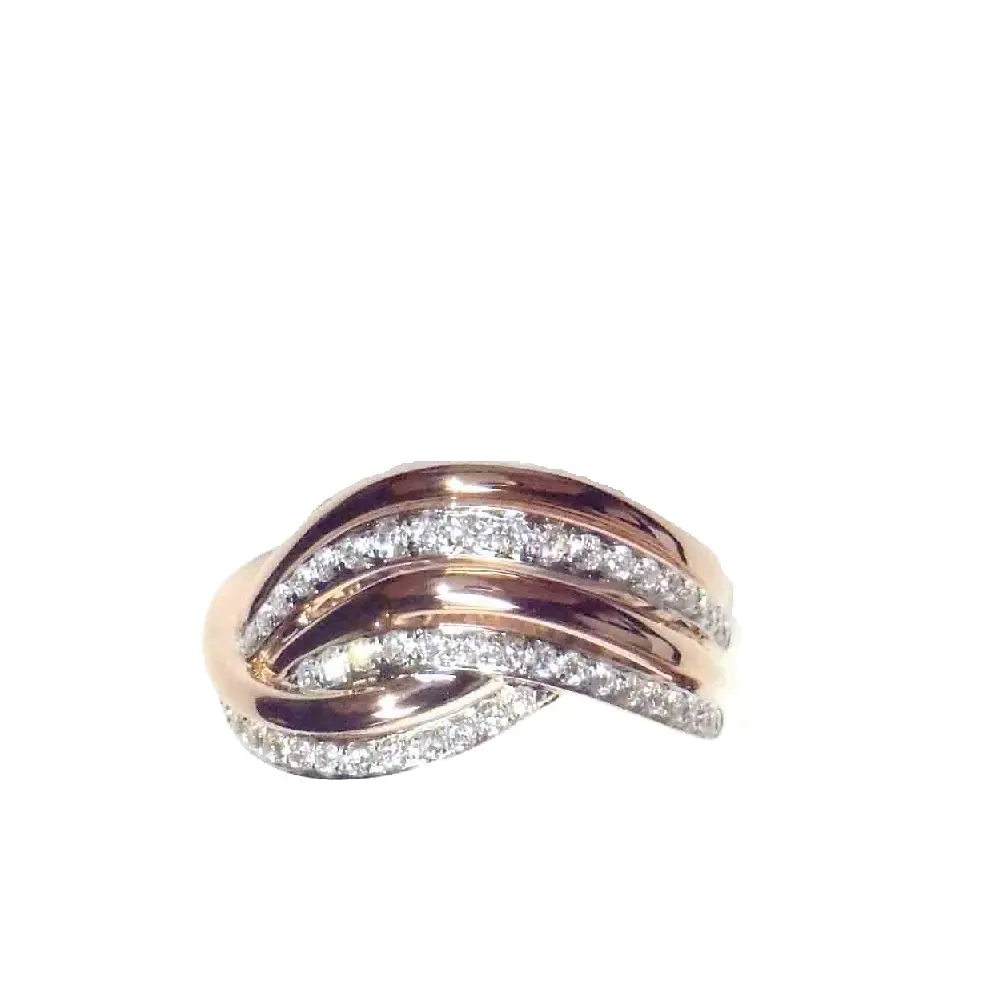 Penjualan Laris Gelang Cincin Perhiasan Halus Berlian Bulat Asli Emas Mawar 18 Karat Cantik Desain Penuh Seni untuk Pertunangan